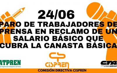 Jueves 24: Paro de Trabajadorxs de Prensa y Comunicación