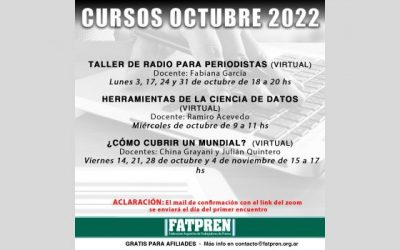 Nuevas capacitaciones para octubre