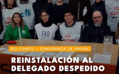 Cispren Río Cuarto convocó a una movilización por la reinstalación del delegado paritario