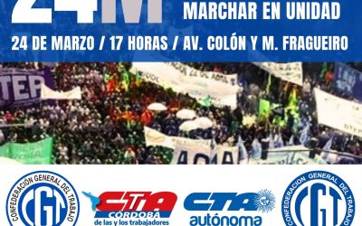 24M: El movimiento obrero cordobés convoca a marchar en unidad